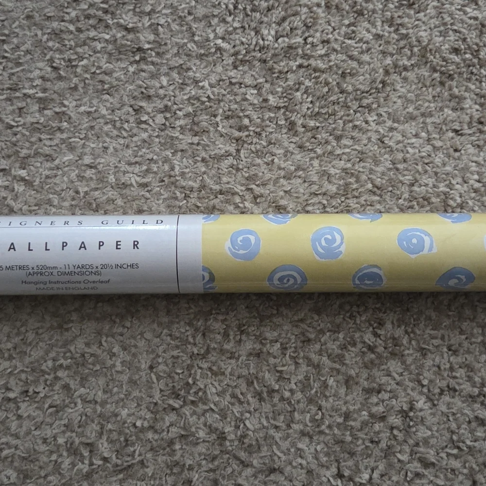 Yellow and Blue Swirl Vintage DESIGNERS GUILD Wallcovering